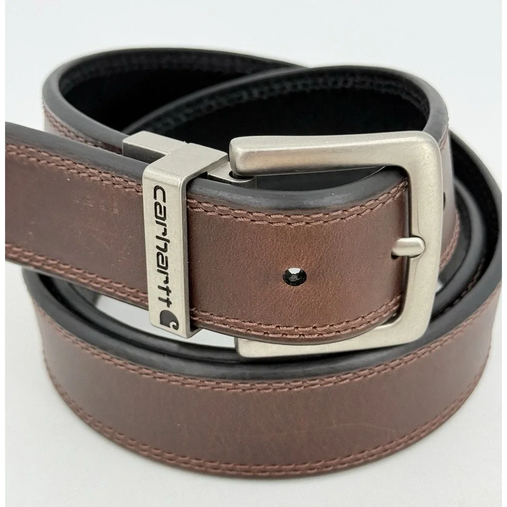 Carhartt Brown & Black Reversible Leather Belt 